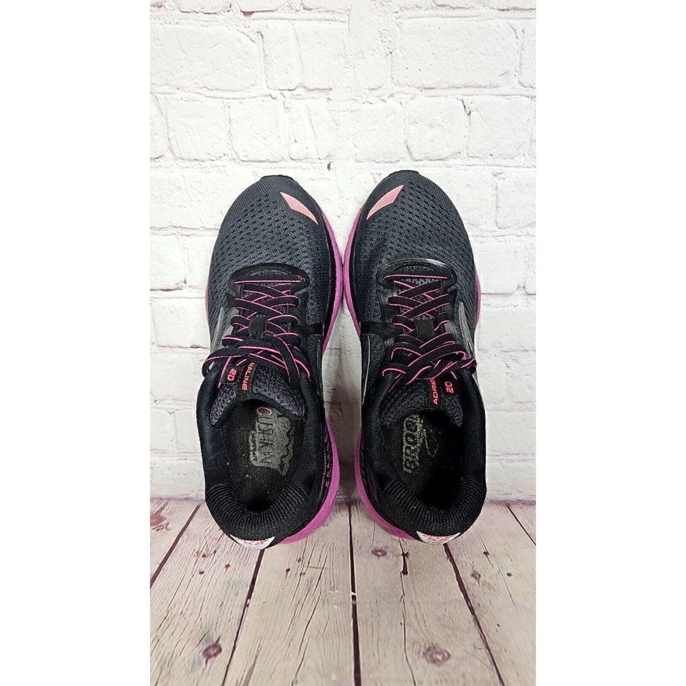 Brooks Adrenaline 20 Ebony Black Purple Athletic Running Shoes Women's Size 6 - Picture 4 of 7